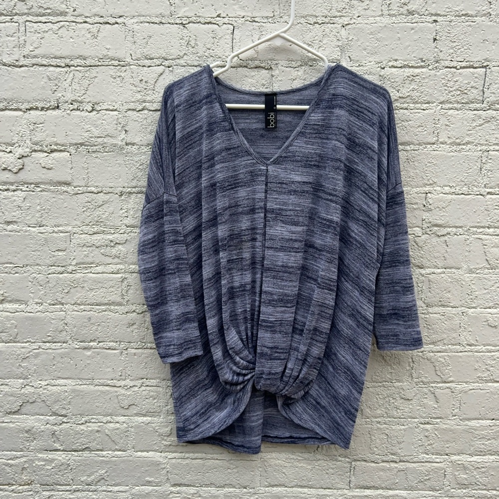 Bobi sz S blue front knot tunic